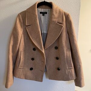 Ann Taylor Cropped Wool Blend Peacoat tan camel petite small SP